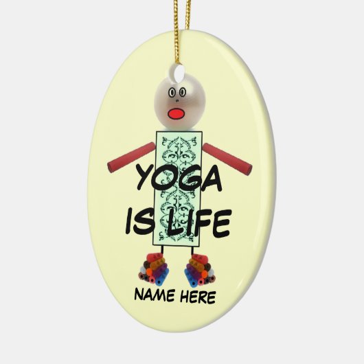 Yoga Weihnachts-Cartoon Keramikornament (Links)