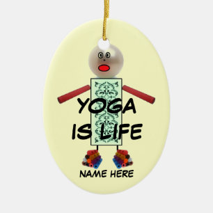 Yoga Weihnachts-Cartoon Keramikornament