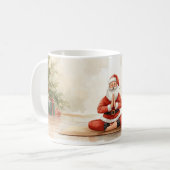 Yoga Weihnachts-Weihnachtsklaus mit Yoga Kaffeetasse (Vorderseite Links)
