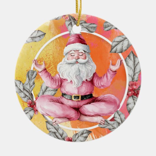Yoga Weihnachts-Weihnachtsmann mit Yoga-Urlaub Keramik Ornament (Vorne)