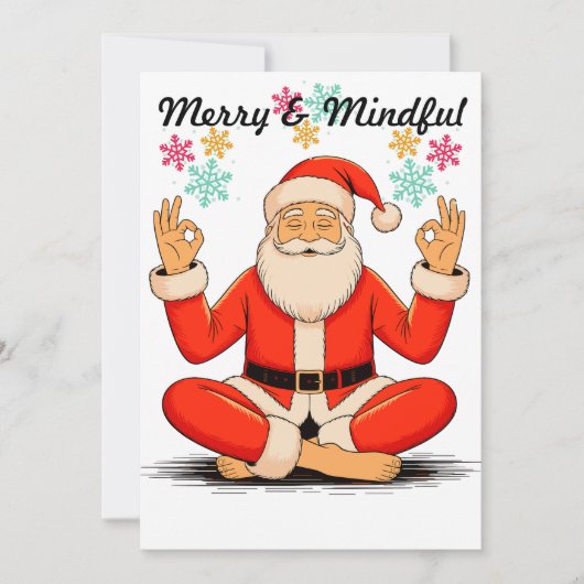 Yoga-Weihnachtskarte Santa Flat Feiertagskarte (Vorderseite)