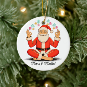 Yoga-Weihnachtsmann Keramik Ornament