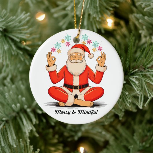 Yoga-Weihnachtsmann Keramik Ornament (Baum)