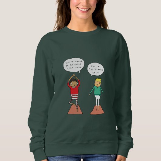 Yoga-Weihnachtspullover der Weihnachtsbaum-Pose-| Sweatshirt (Vorderseite)