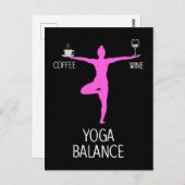Yoga Wein und Kaffee Lover Postkarte (Vorne/Hinten)