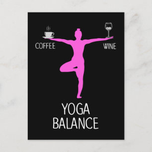 Yoga Wein und Kaffee Lover Postkarte