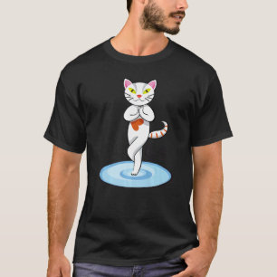 Yoga weiße Katze T-Shirt