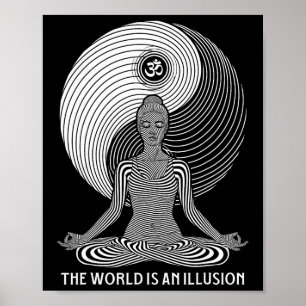 Yoga Welt Illusion Yin Yang Zen Mädchen Meditation Poster