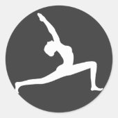 Yoga White Silhouette Posing Round Sticker (Vorderseite)