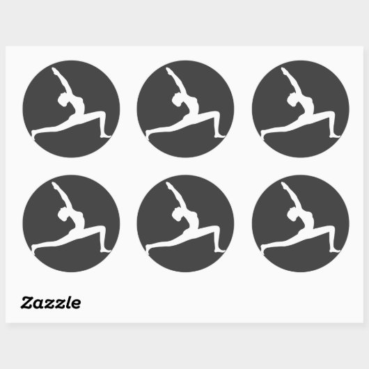 Yoga White Silhouette Posing Round Sticker (Blatt)