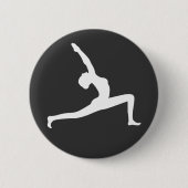 Yoga White Silhouette Woman Posing Round Button (Vorderseite)