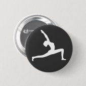 Yoga White Silhouette Woman Posing Round Button (Vorne & Hinten)