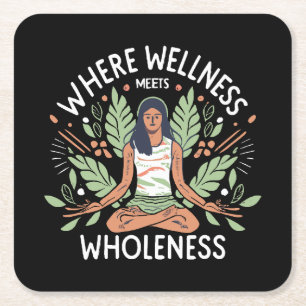 Yoga, wo Wellness auf Ganzheit trifft Rechteckiger Pappuntersetzer