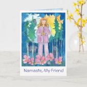 Yoga Wolf Owl Bear Wildlife Namaste My Friend Karte (Gelbe Blume)