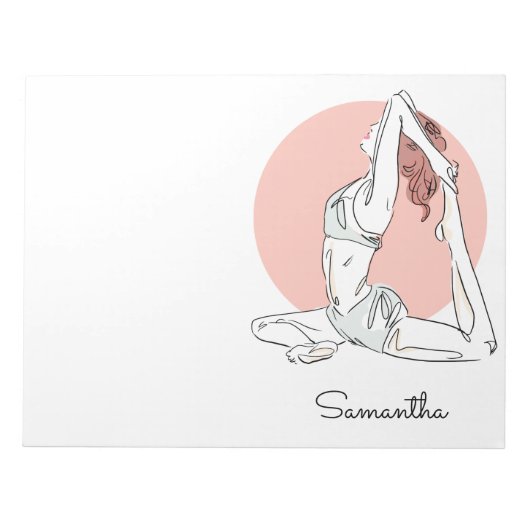 Yoga Woman individuelle Name Notizblock (Vorderseite)