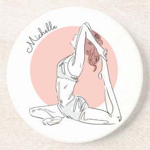 Yoga Woman individuelle Name Sandstone Untersetzer