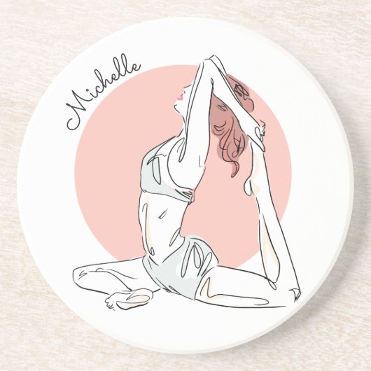 Yoga Woman individuelle Name Sandstone Untersetzer (Vorne)
