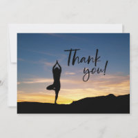 Yoga Women on Sunset Background Danke Karte