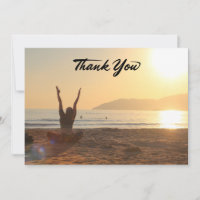 Yoga Women on Sunset Background Danke Karte