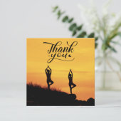 Yoga Women on Sunset Background Danke Karte (Stehend Vorderseite)
