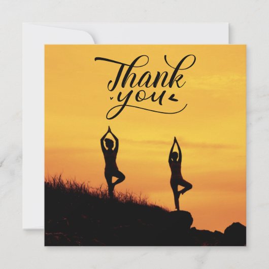 Yoga Women on Sunset Background Danke Karte (Vorderseite)