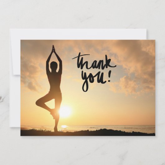 Yoga Women on Sunset Background Danke Karte (Vorderseite)