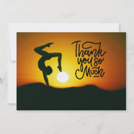 Yoga Women on Sunset Background Thank You Card Dankeskarte