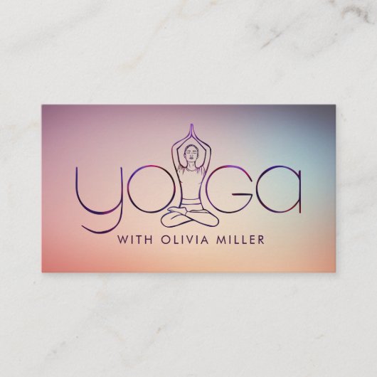 Yoga Word Art - Handgezeichnete Abbildung Visitenkarte (Vorderseite)