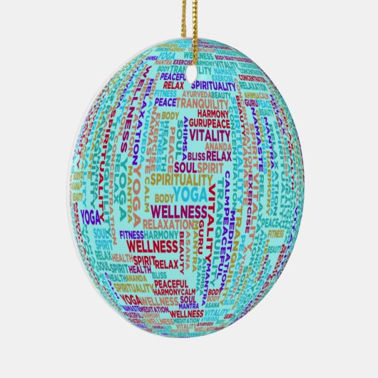Yoga Word Cloud Keramik Ornament (Rechts)