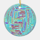 Yoga Word Cloud Keramik Ornament (Vorne)