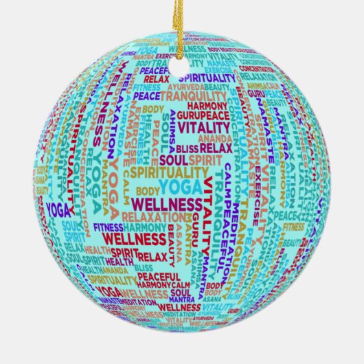Yoga Word Cloud Keramik Ornament (Hinten)
