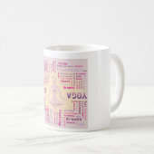 Yoga Word Cloud Pink und Gelb Kaffeetasse (VorderseiteRechts)