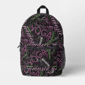 Yoga Word Cloud Plum/Green ID254 Bedruckter Rucksack (Vorderseite)