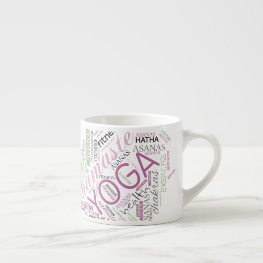 Yoga Word Cloud Plum/Green ID254 Espressotasse (Rechts)