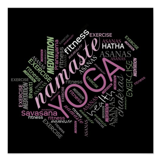 Yoga Word Cloud Plum/Green ID254 Poster (Vorderseite)