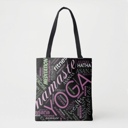 Yoga Word Cloud Plum/Green ID254 Tasche (Vorderseite)