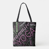 Yoga Word Cloud Plum/Green ID254 Tasche (Rückseite)