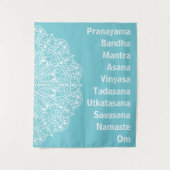 Yoga Words White Mandala Wandteppich (Vorderseite)