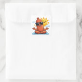 Yoga-Wurst Quadratischer Aufkleber (Tasche)