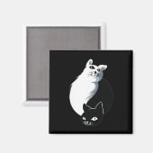 Yoga Ying Yang Katze  Magnet (Vorderseite/Rückseite)