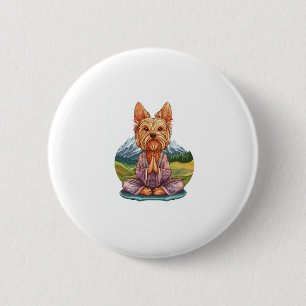 Yoga Yorkie � Funny Meditating Dog Button