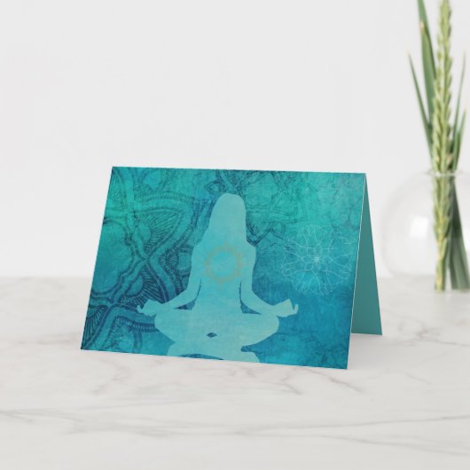 Yoga & Zen Meditation Blaue Silhouette Karte (Vorderseite)