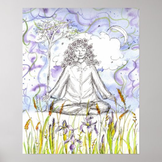 Yoga Zen Meditation Wilde Iris Blume Poster (Vorne)