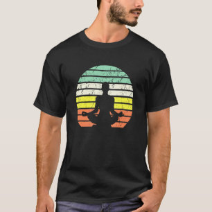 Yoga-Zen-Pose-Meditation Vintage Retro Sonnenunter T-Shirt
