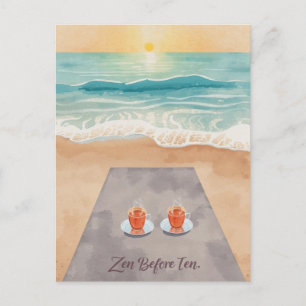 Yoga zen vor zehn am Strand Postkarte
