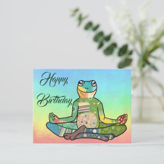 Yogafrosch Postkarte (Stehend Vorderseite)