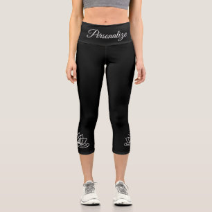 Yogahose in Sonderfarbe mit Lotusblumen-Logo Capri Leggings