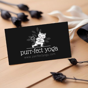 Yogakatze Meditieren Yoga Pose Black Visitenkarte