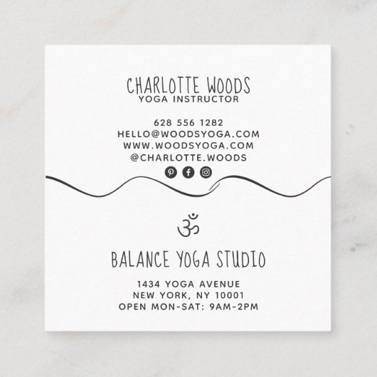 Yogalehrer Moderner, eleganter und trendiger aquam Quadratische Visitenkarte (Rückseite)