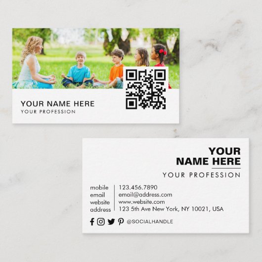 Yogalehrer QR-Code Visitenkarte (Vorne/Hinten)